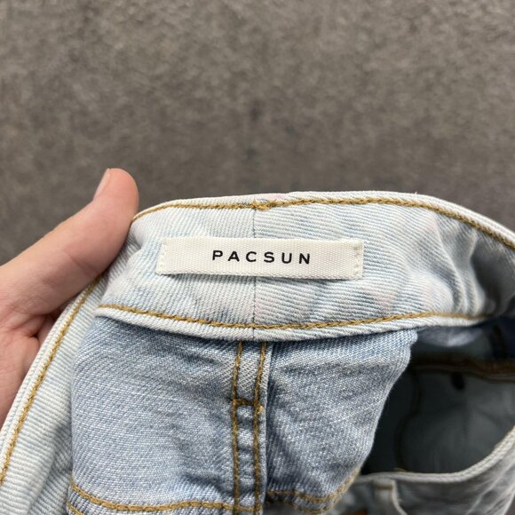 PacSun Jeans Womens 24 Light Wash Patchwork Colorblock Mom High Rise Denim - Picture 5 of 12